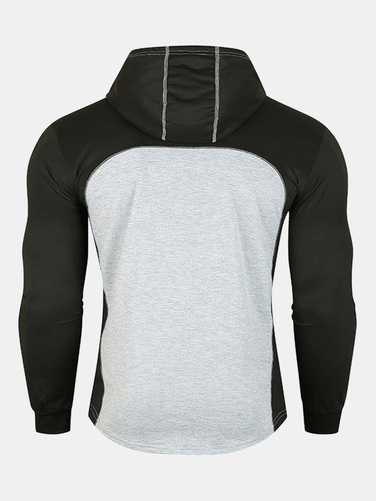 Sweat À Capuche En Molleton De Sport D'hiver Solide Patchwork Pour Hommes