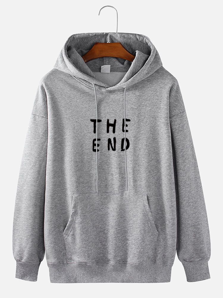 Sweat À Capuche Quotidien 100 % Coton The End Letter Print Pour Homme