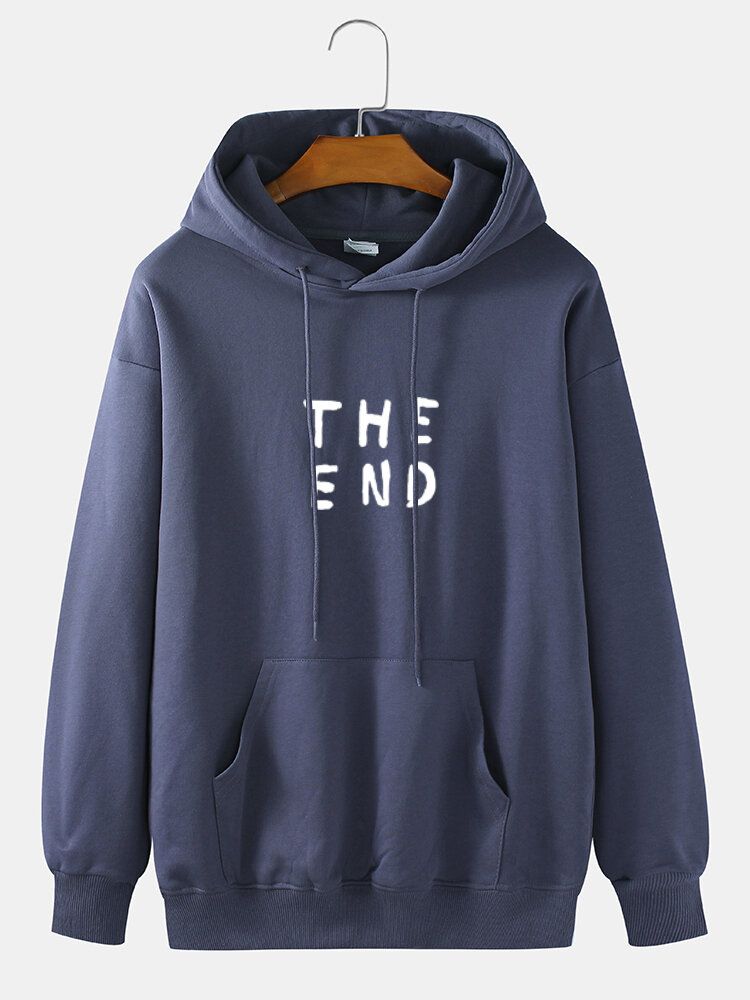 Sweat À Capuche Quotidien 100 % Coton The End Letter Print Pour Homme