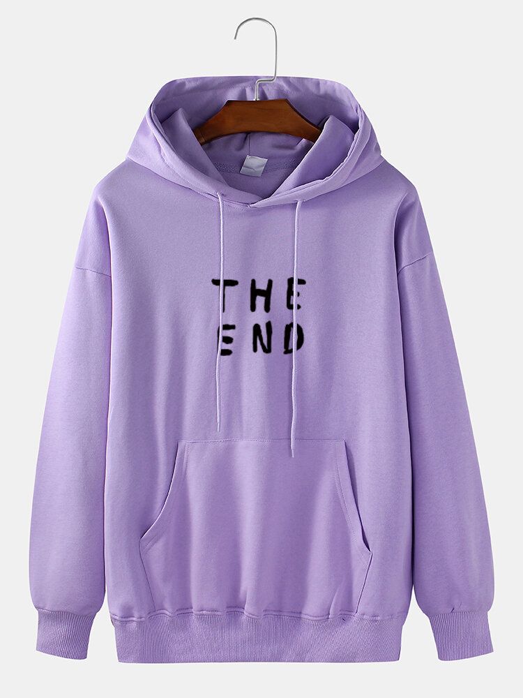 Sweat À Capuche Quotidien 100 % Coton The End Letter Print Pour Homme