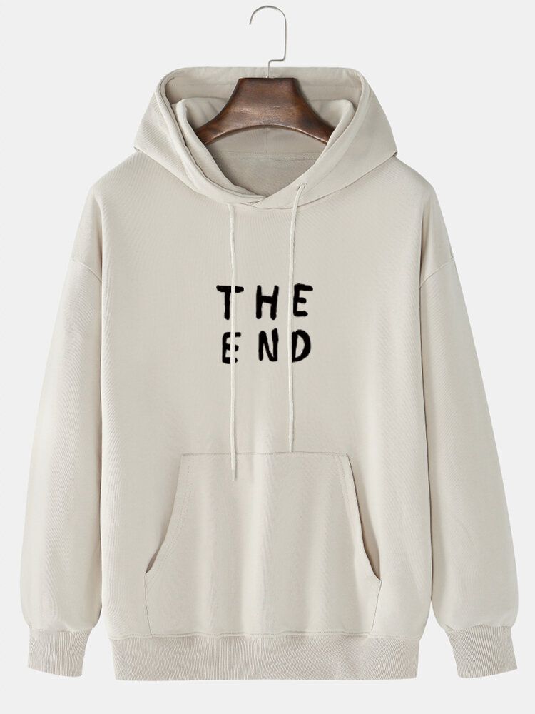 Sweat À Capuche Quotidien 100 % Coton The End Letter Print Pour Homme