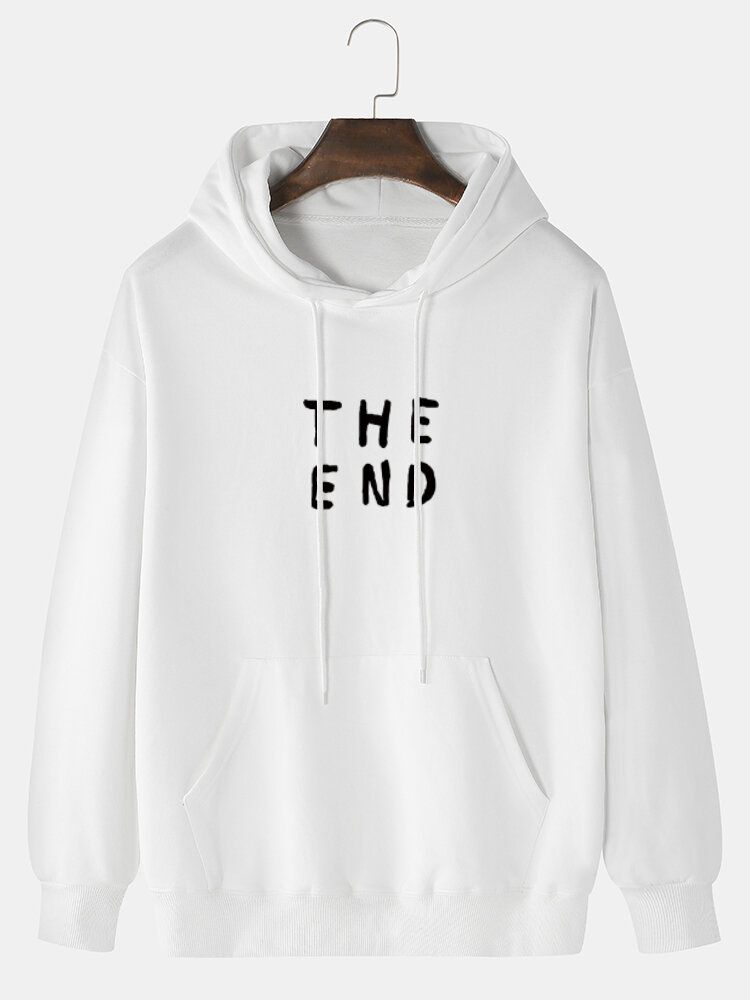 Sweat À Capuche Quotidien 100 % Coton The End Letter Print Pour Homme