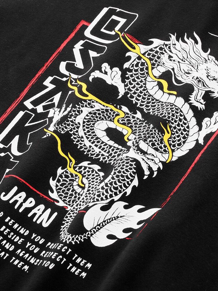 Sweat À Capuche Quotidien Élégant À Imprimé Dragon De Style Japonais Pour Hommes