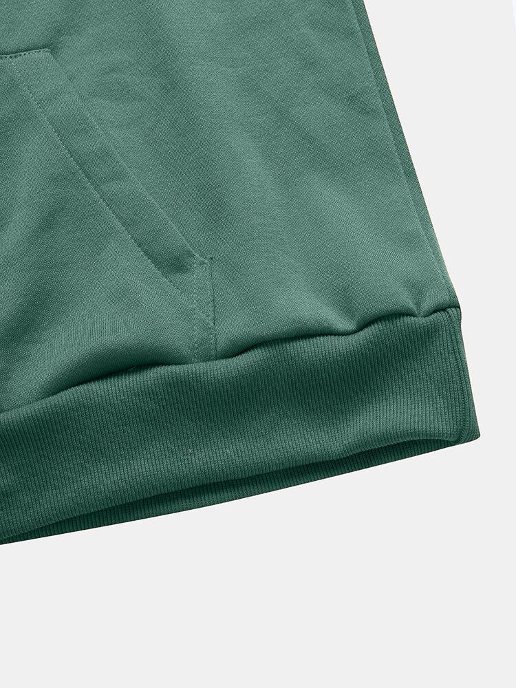 Sweat À Capuche Rétro Patchwork Vert Lettre Pour Homme