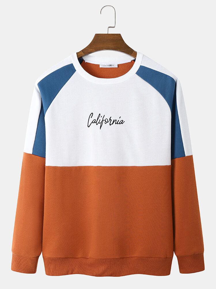 Sweat-shirt De Broderie Californienne De Couleur Analogique De Super-héros Preppy Pour Hommes