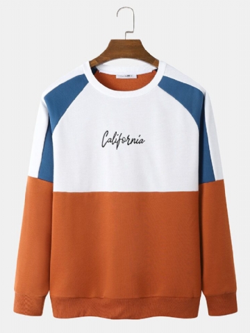 Sweat-shirt De Broderie Californienne De Couleur Analogique De Super-héros Preppy Pour Hommes