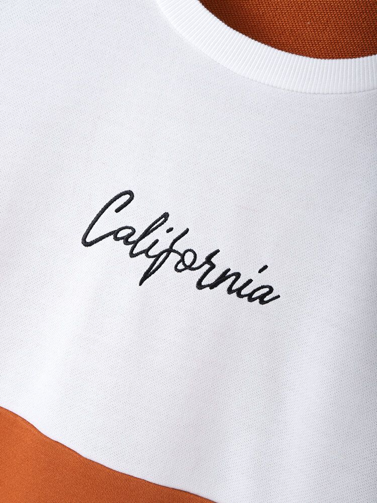 Sweat-shirt De Broderie Californienne De Couleur Analogique De Super-héros Preppy Pour Hommes