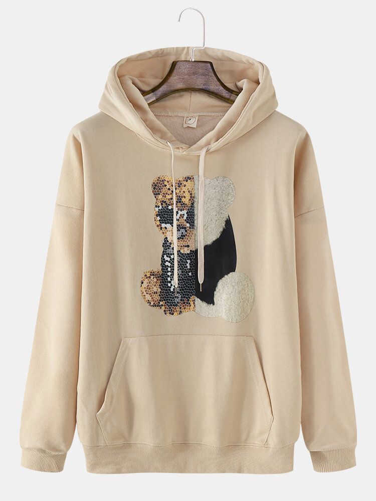 Sweat-shirt À Capuche Avec Poche Kangourou À Paillettes Pour Homme