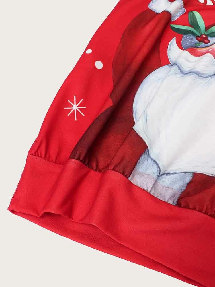 Sweat-shirt À Capuche Décontracté À Manches Longues Avec Motif De Père Noël Pour Femmes