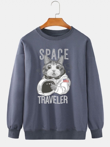 Sweat-shirt En Coton À Imprimé Graphique Space Cat Pour Hommes