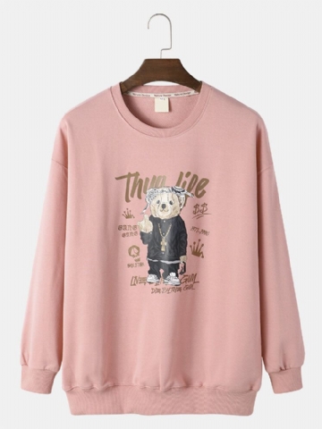 Sweat-shirt Coupe Ample Pour Homme Style Hip-hop Bear Cartoon