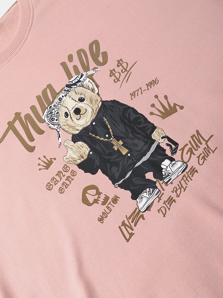 Sweat-shirt Coupe Ample Pour Homme Style Hip-hop Bear Cartoon