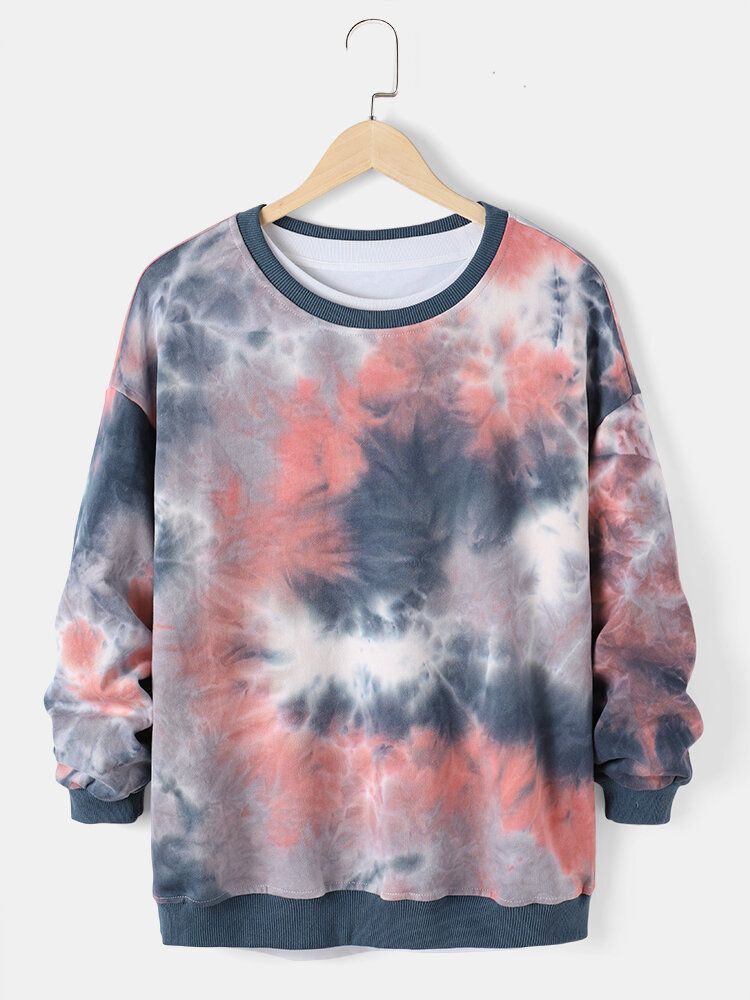 Sweat-shirt Décontracté À Col Rond Et Imprimé Tie-dye Pour Hommes