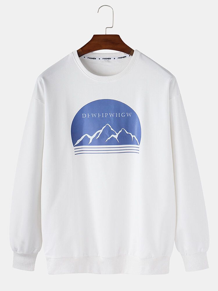 Sweat-shirt Décontracté À Imprimé Graphique De Montagne Pour Hommes