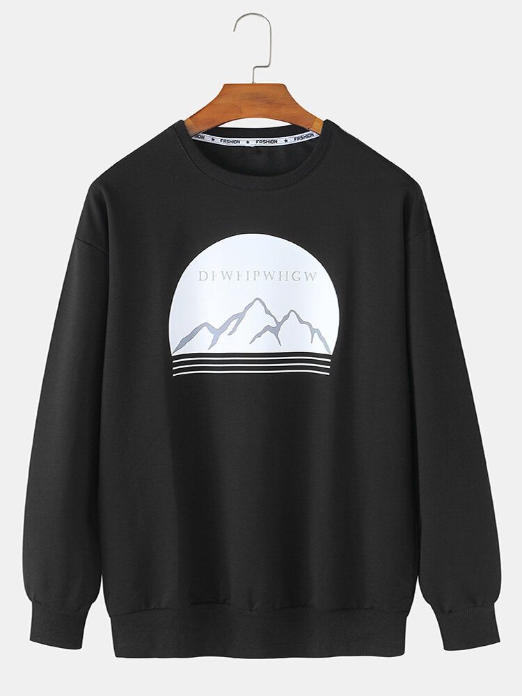 Sweat-shirt Décontracté À Imprimé Graphique De Montagne Pour Hommes