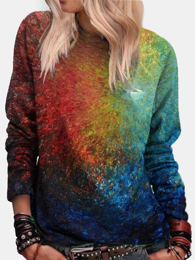 Sweat-shirt Décontracté À Manches Longues Et Imprimé Tie-dye Coloré Pour Femmes