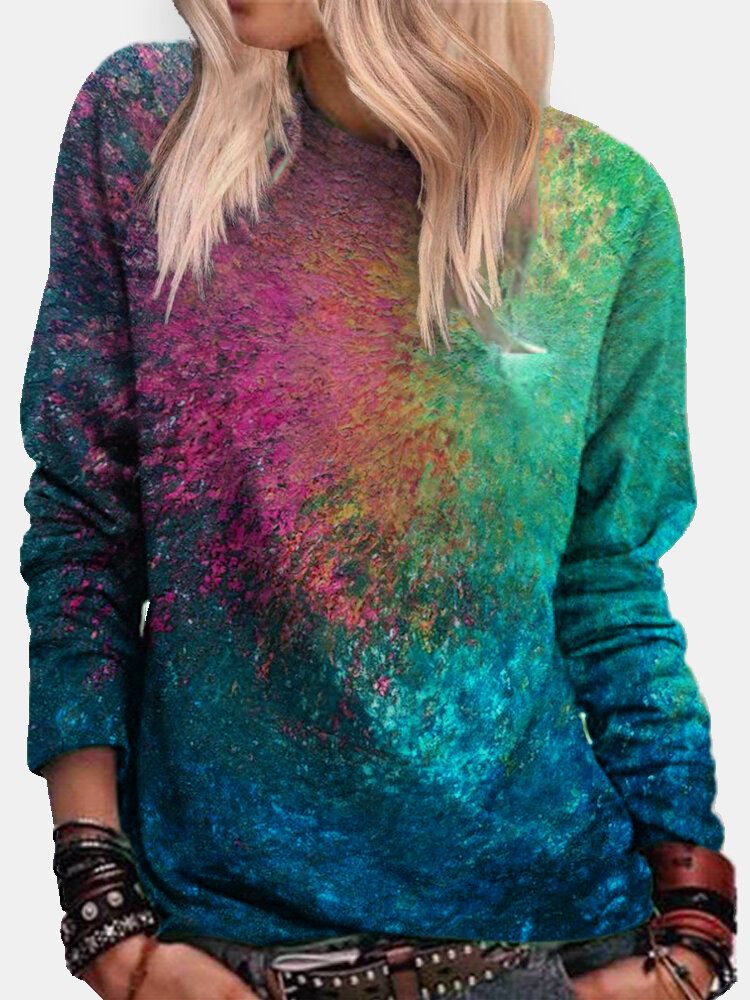 Sweat-shirt Décontracté À Manches Longues Et Imprimé Tie-dye Coloré Pour Femmes