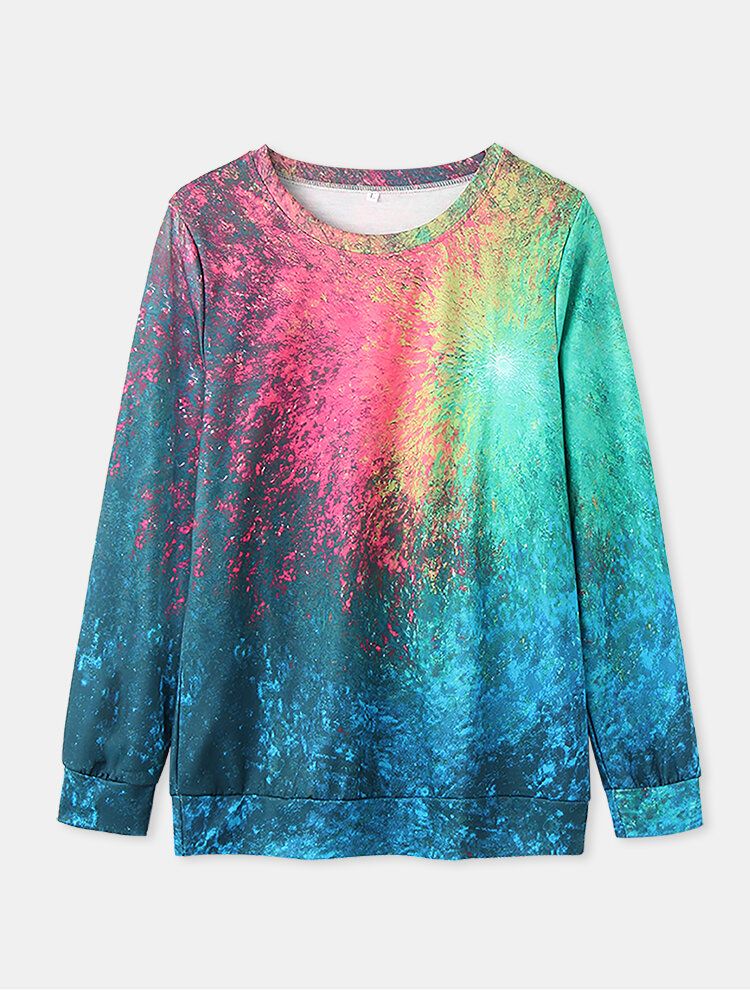 Sweat-shirt Décontracté À Manches Longues Et Imprimé Tie-dye Coloré Pour Femmes