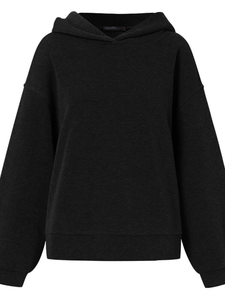 Sweat-shirt De Loisirs À Ourlet À Capuche Solide Pour Femmes