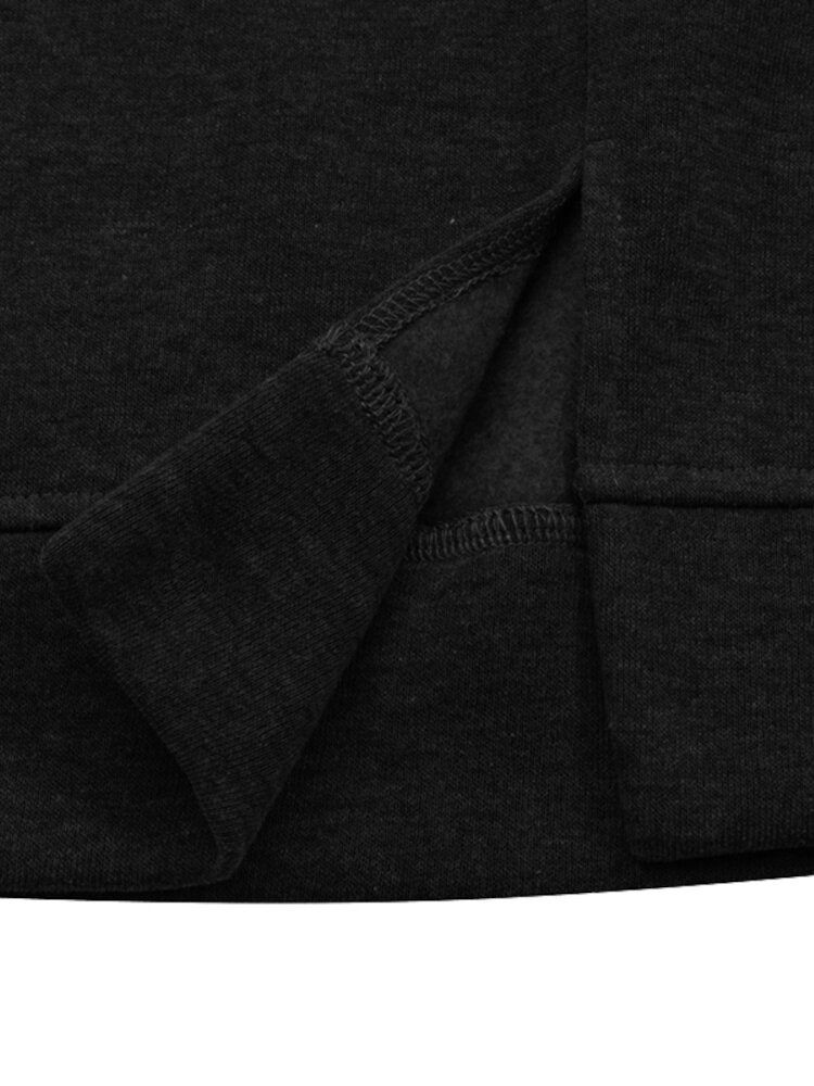 Sweat-shirt De Loisirs À Ourlet À Capuche Solide Pour Femmes