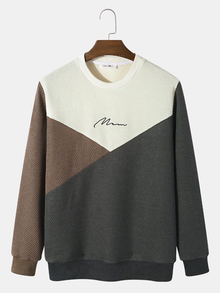 Sweat-shirt À Manches Longues En Tricot Multicolore Pour Homme