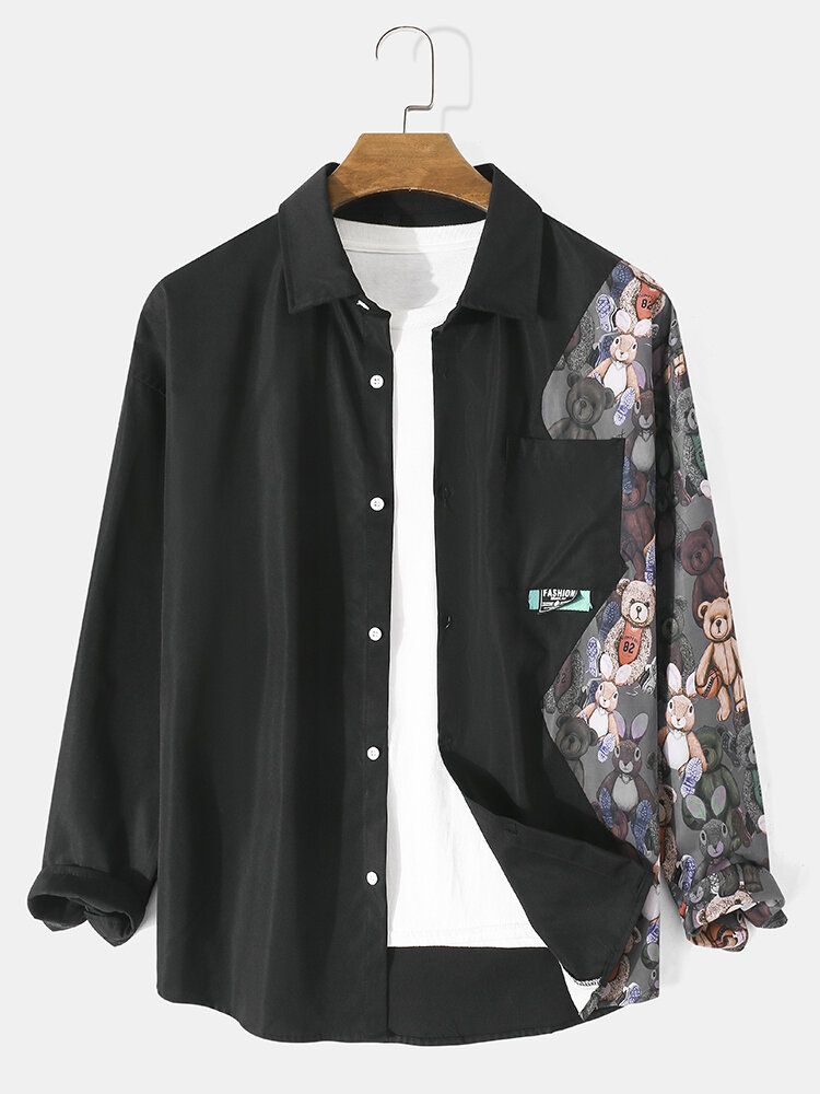 Sweat-shirt À Motif Floral Contrastant Avec Patchwork Pour Hommes