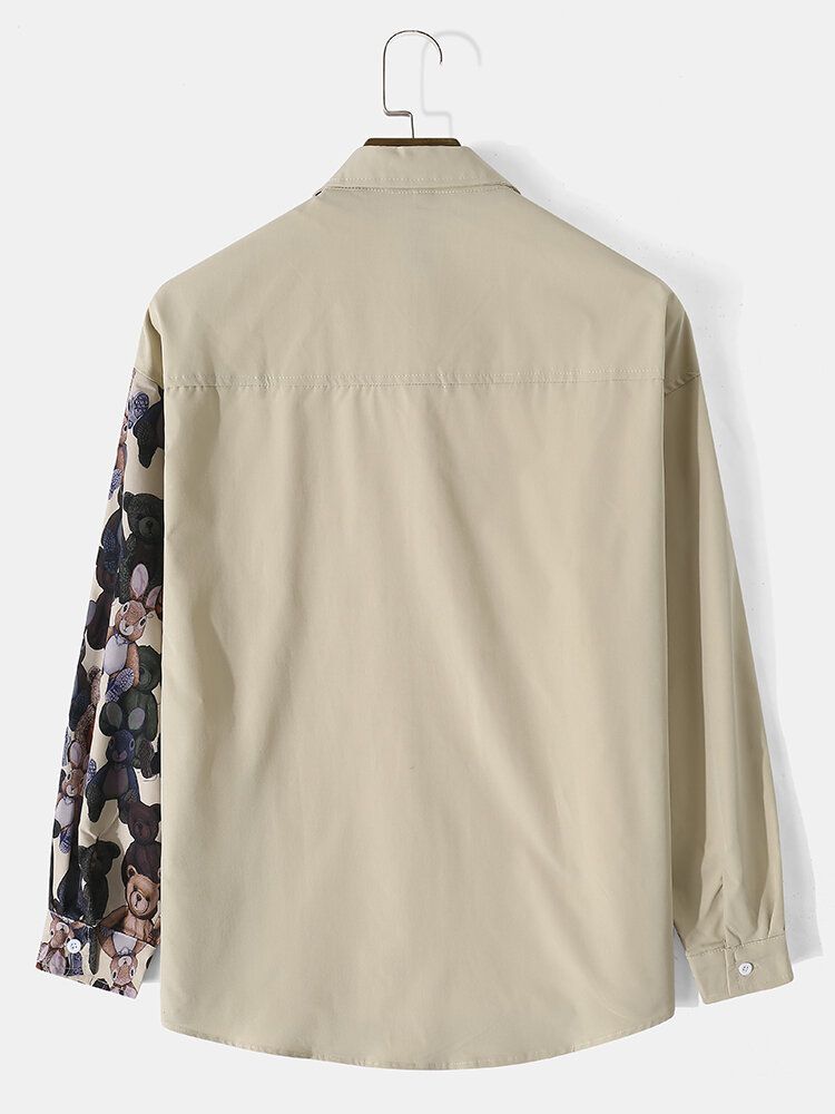 Sweat-shirt À Motif Floral Contrastant Avec Patchwork Pour Hommes