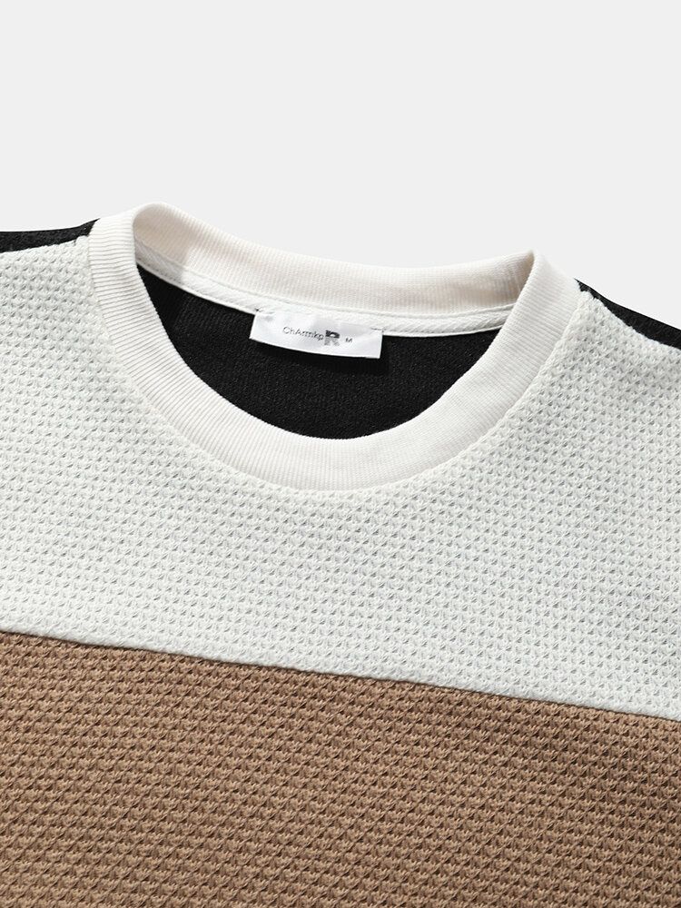 Sweat Tricolore Simple Classique À Col Rond Pour Homme