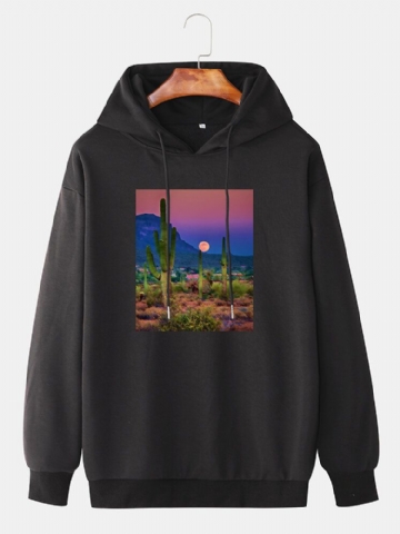 Sweats À Capuche Avec Cordon De Serrage Pour Homme Avec Paysage De Cactus