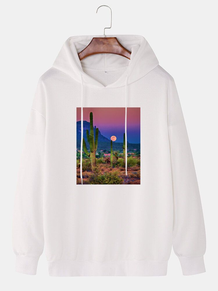 Sweats À Capuche Avec Cordon De Serrage Pour Homme Avec Paysage De Cactus