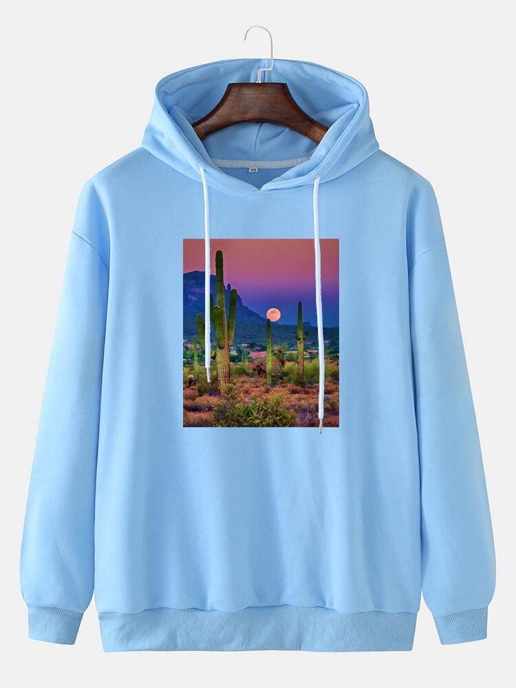 Sweats À Capuche Avec Cordon De Serrage Pour Homme Avec Paysage De Cactus