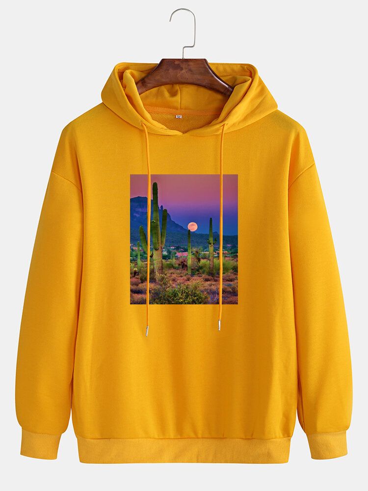 Sweats À Capuche Avec Cordon De Serrage Pour Homme Avec Paysage De Cactus