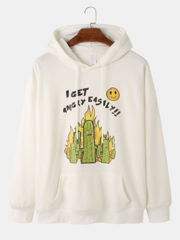 Sweats À Capuche Avec Cordon De Serrage Imprimé Cactus Et Slogan Pour Hommes Avec Poche