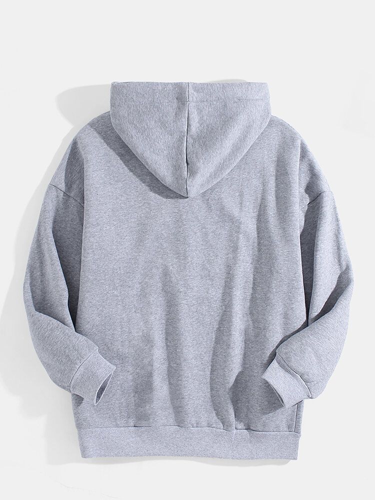 Sweats À Capuche Avec Cordon De Serrage Solide En Coton À Demi-fermeture Éclair Pour Hommes Avec Poche