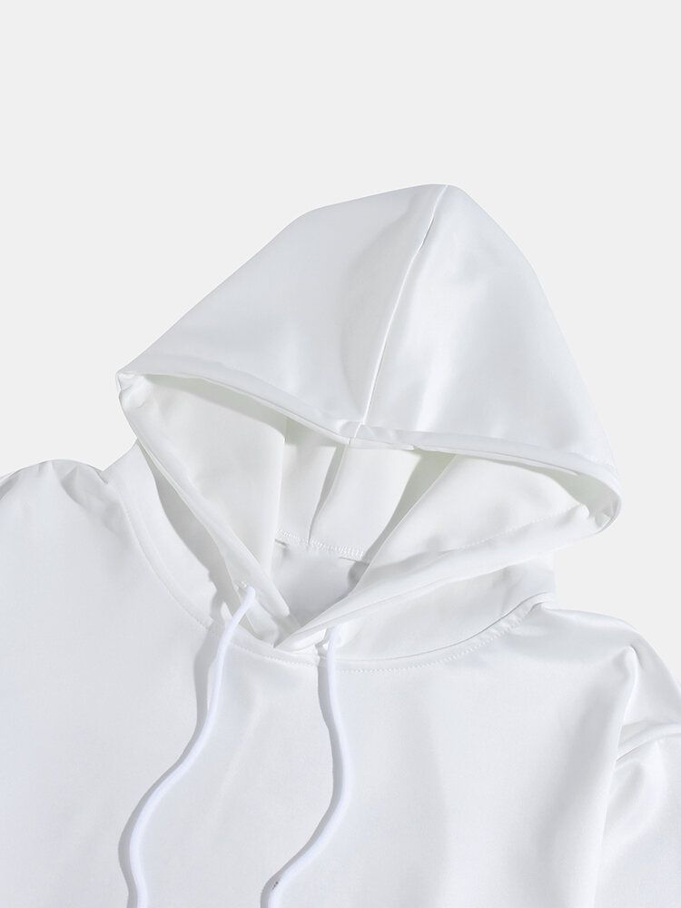 Sweats À Capuche Blancs À Manches Longues Avec Imprimé Grue De Style Ethnique Pour Hommes