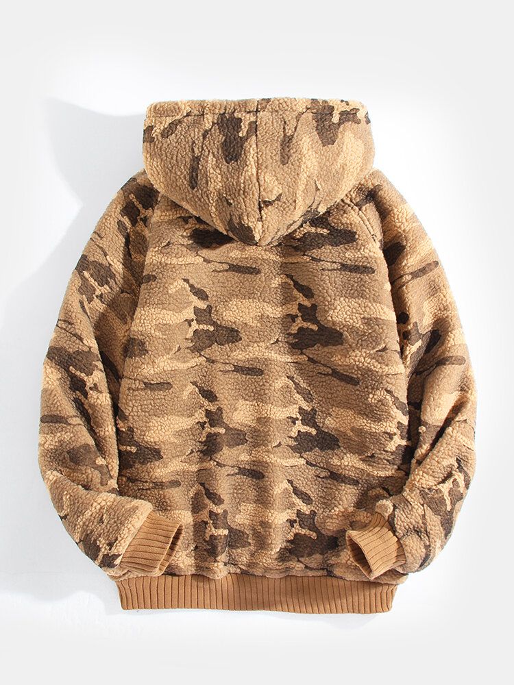 Sweats À Capuche Chauds Et Confortables Camouflage Pour Homme Avec Poche Kangourou