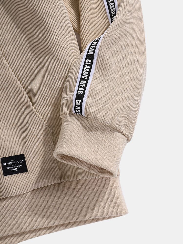 Sweats À Capuche À Cordon Simple Avec Lettre Latérale En Velours Côtelé Pour Hommes Avec Poche Kangourou