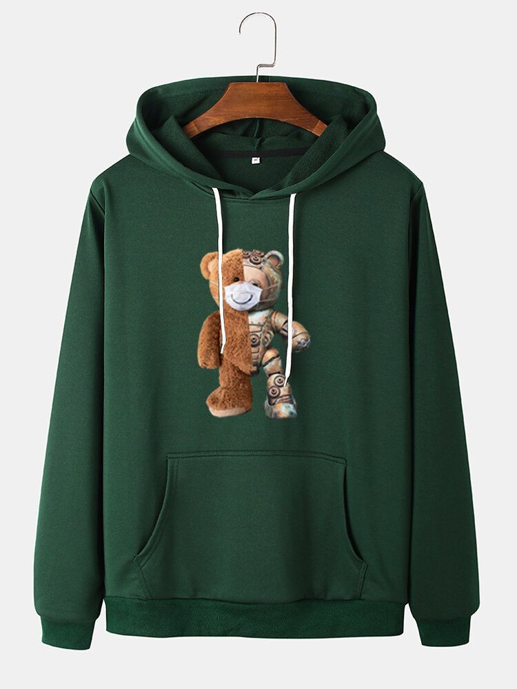 Sweats À Capuche En Coton Avec Cordon De Serrage Pour Homme Avec Poche