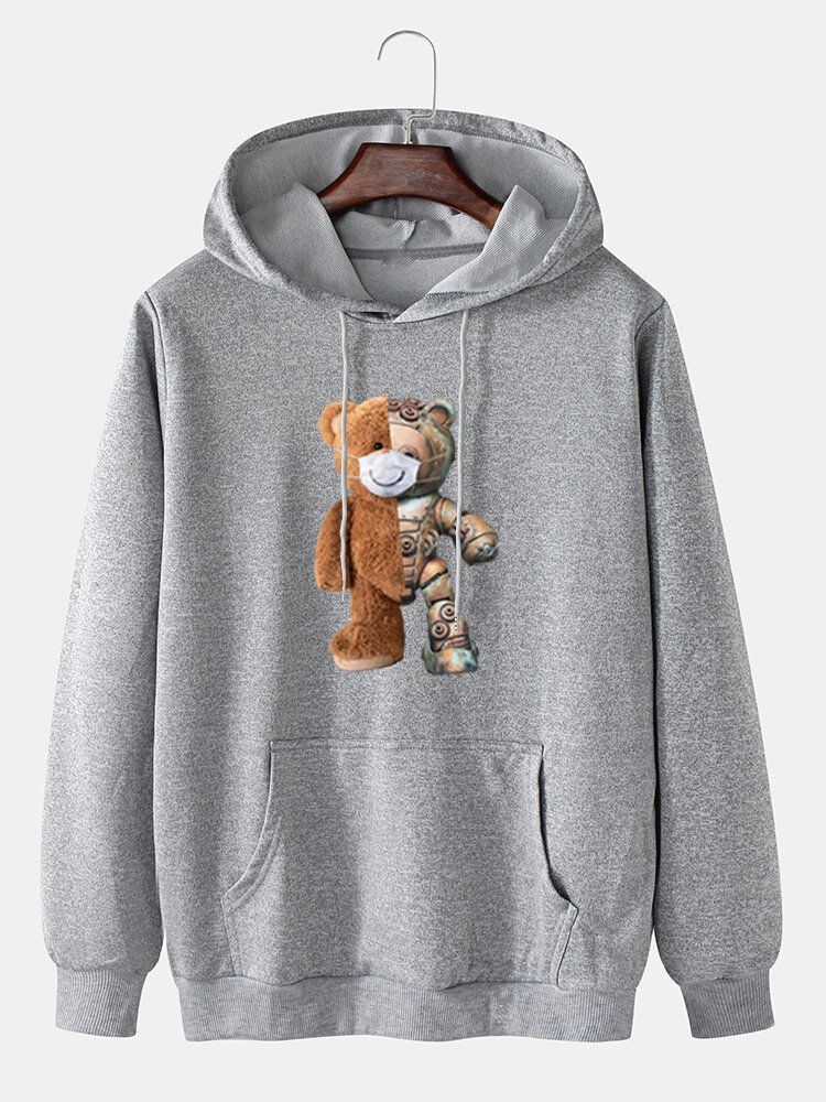 Sweats À Capuche En Coton Avec Cordon De Serrage Pour Homme Avec Poche