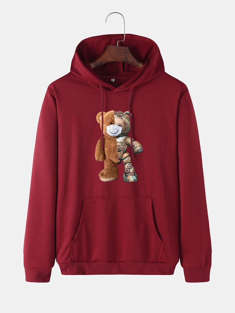 Sweats À Capuche En Coton Avec Cordon De Serrage Pour Homme Avec Poche