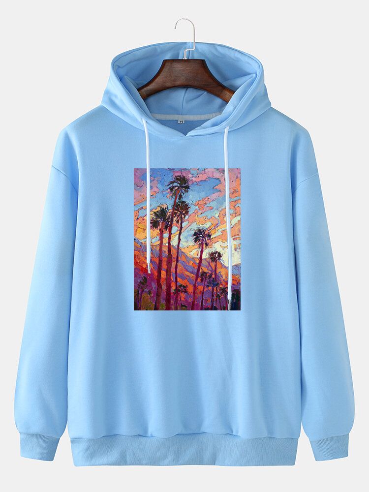 Sweats À Capuche En Coton Graphique Avec Peinture À La Noix De Coco Pour Hommes