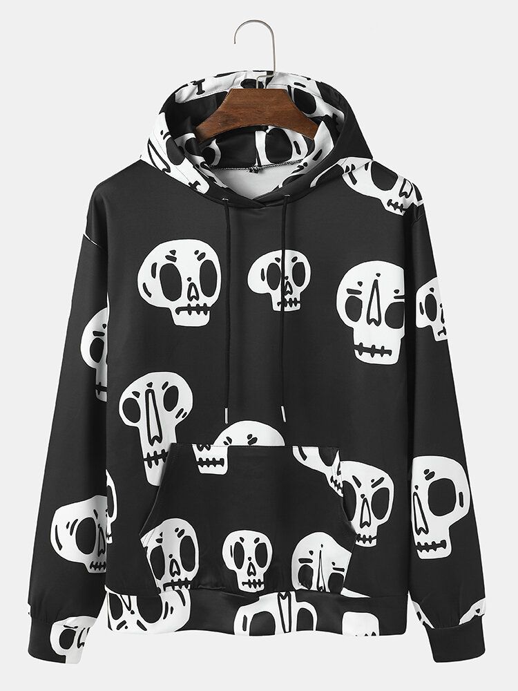 Sweats À Capuche Décontractés Avec Cordon De Serrage Halloween Skelelon Pour Hommes