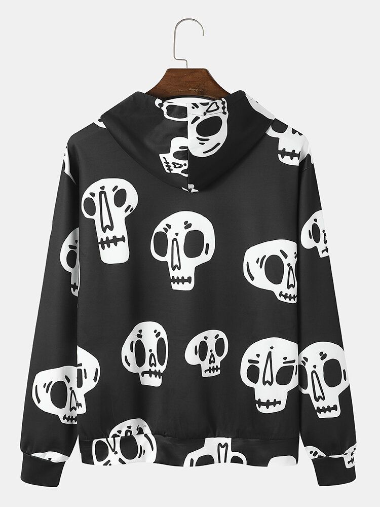 Sweats À Capuche Décontractés Avec Cordon De Serrage Halloween Skelelon Pour Hommes