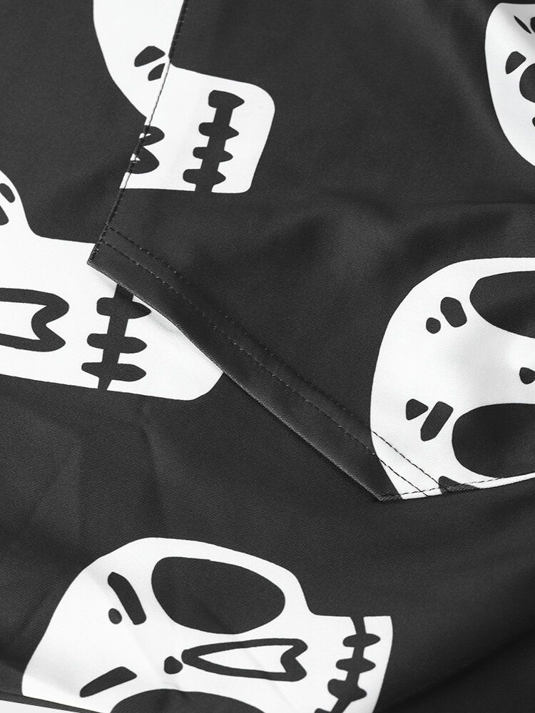 Sweats À Capuche Décontractés Avec Cordon De Serrage Halloween Skelelon Pour Hommes