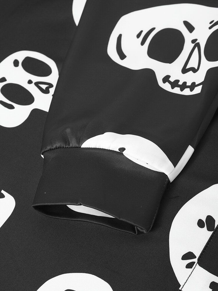 Sweats À Capuche Décontractés Avec Cordon De Serrage Halloween Skelelon Pour Hommes