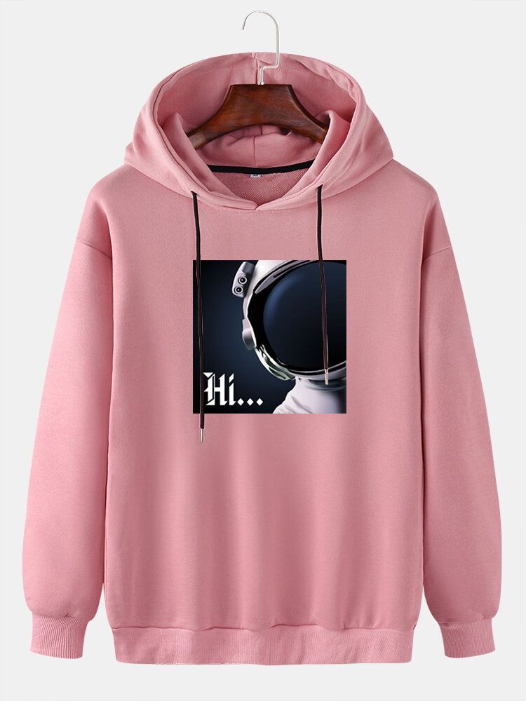 Sweats À Capuche Décontractés À Manches Longues Et Épaules Dénudées Pour Hommes Hi Astronaut Print