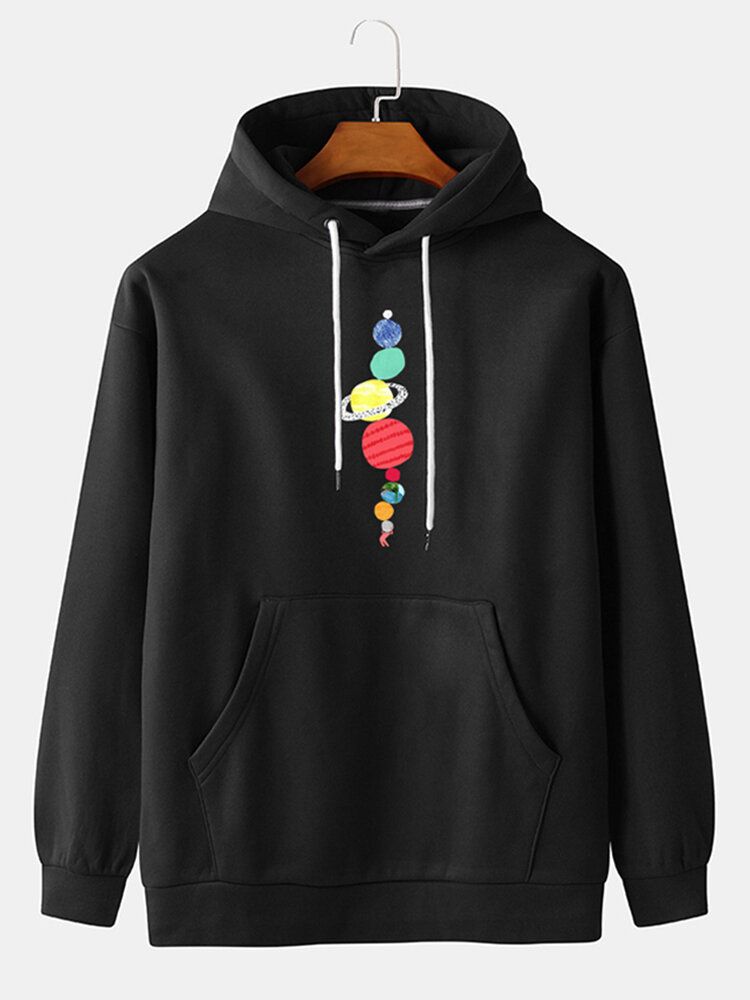 Sweats À Capuche Décontractés À Manches Longues Pour Hommes Cartoon Planet Print