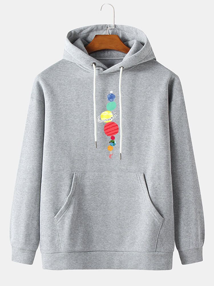 Sweats À Capuche Décontractés À Manches Longues Pour Hommes Cartoon Planet Print