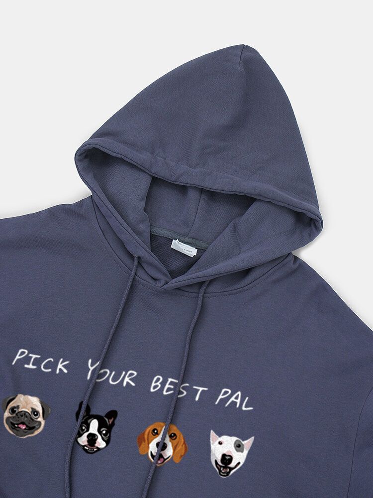 Sweats À Capuche À Épaules Tombantes Avec Imprimé Animal De Bande Dessinée Pour Hommes Avec Poche