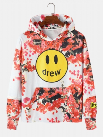 Sweats À Capuche À Imprimé Floral Drew Emojis Pour Homme Avec Poche Kangourou